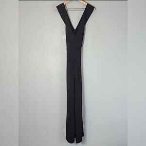 O.P.T. Renan Jumpsuit Black Crepe‎ Wide Leg Luxury Sleek Elegant Size Medium